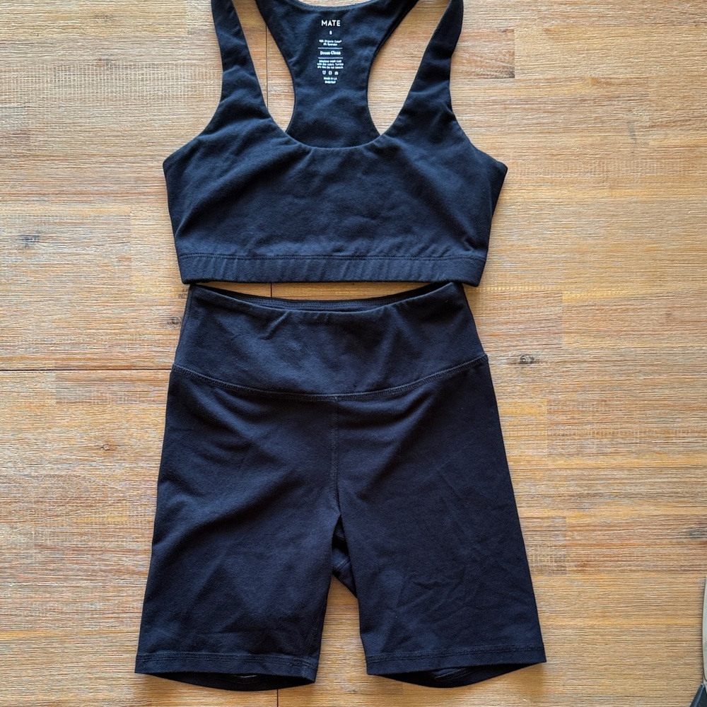 MATE the Label Black Sports Bra & Bike Shorts